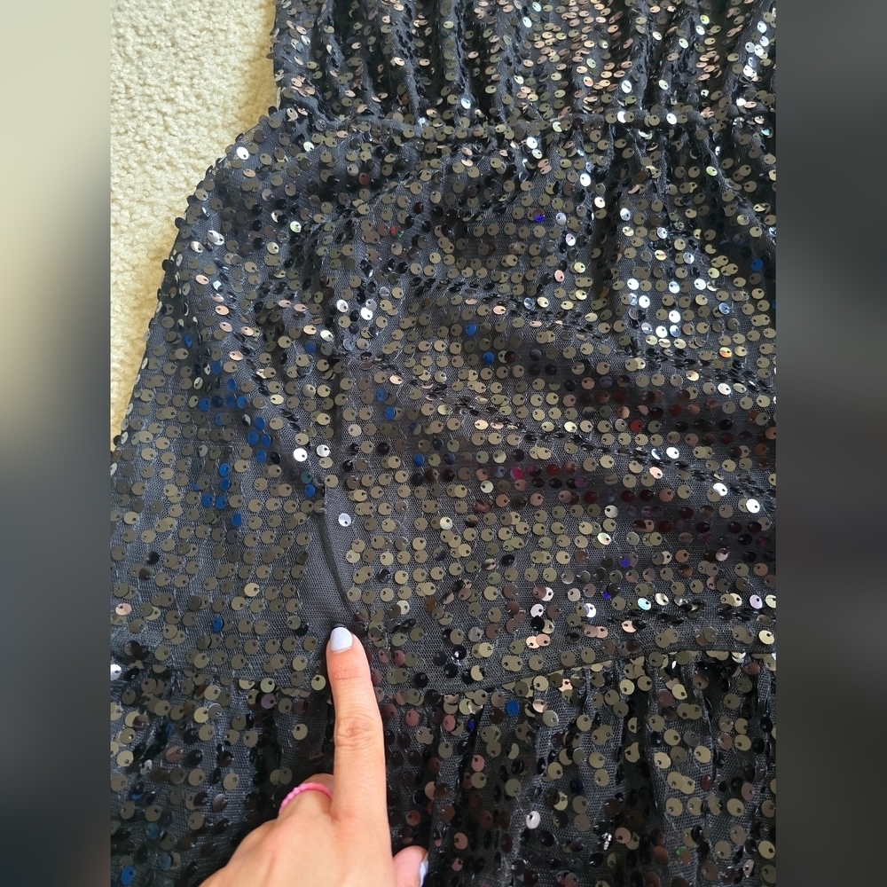 Rebecca Minkoff Black Sequin Embellished Mini Lined Dress - Size XS - Picture 14 of 15